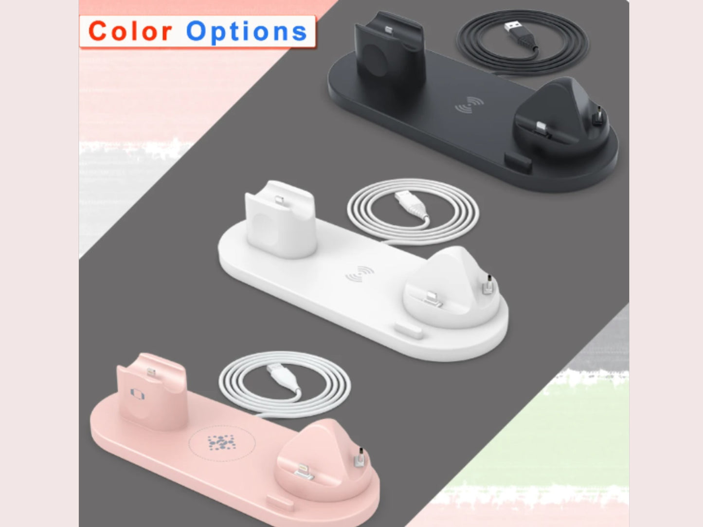 iphone/android対応 QI充電器 iphone 充電器 ワイヤレス アップルウォッチ applewatch充電器 3カラー