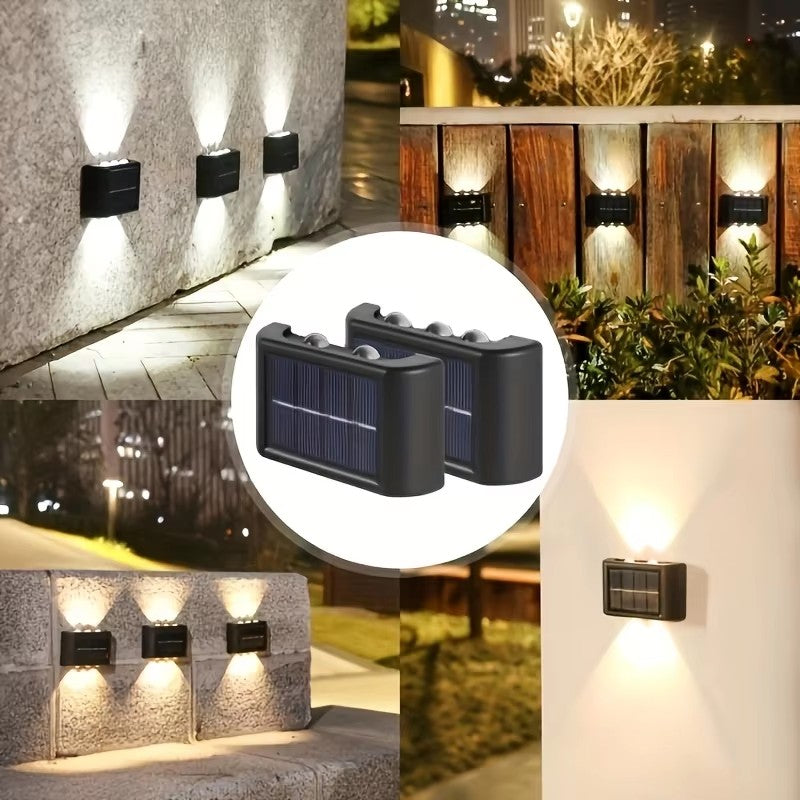 6LEDソーラーライト 2個セット ミニ 手のひらサイズ 屋外ウォールランプ 庭 キャンプ 装飾用 DIY