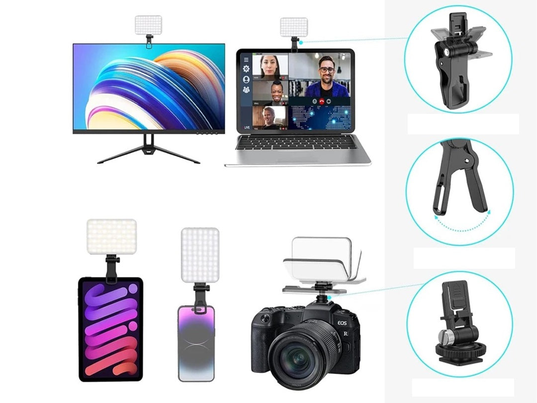 LEDポータブルライト スマホ 自撮りライト クリップライト 写真 カメラ 撮影用 リモートにも 3色