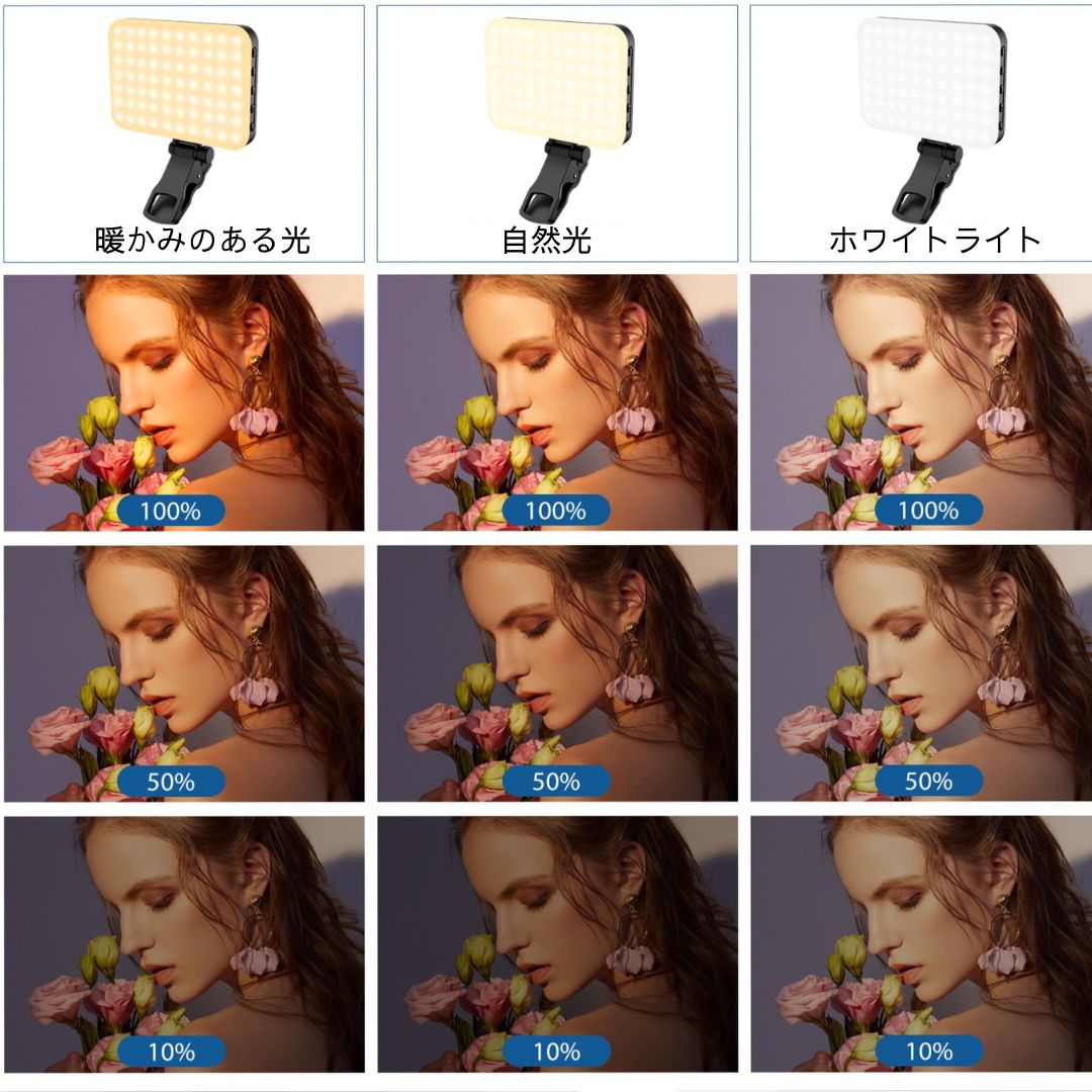 LED ライト スマホ カメラ照明 ipad用 充電式 ポータブル コンパクト携帯