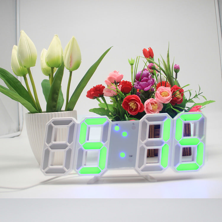 LED ライト 3D 時計 デジタル目覚まし時計 壁時計 日付 温度 家庭用 インテリア 間接照明