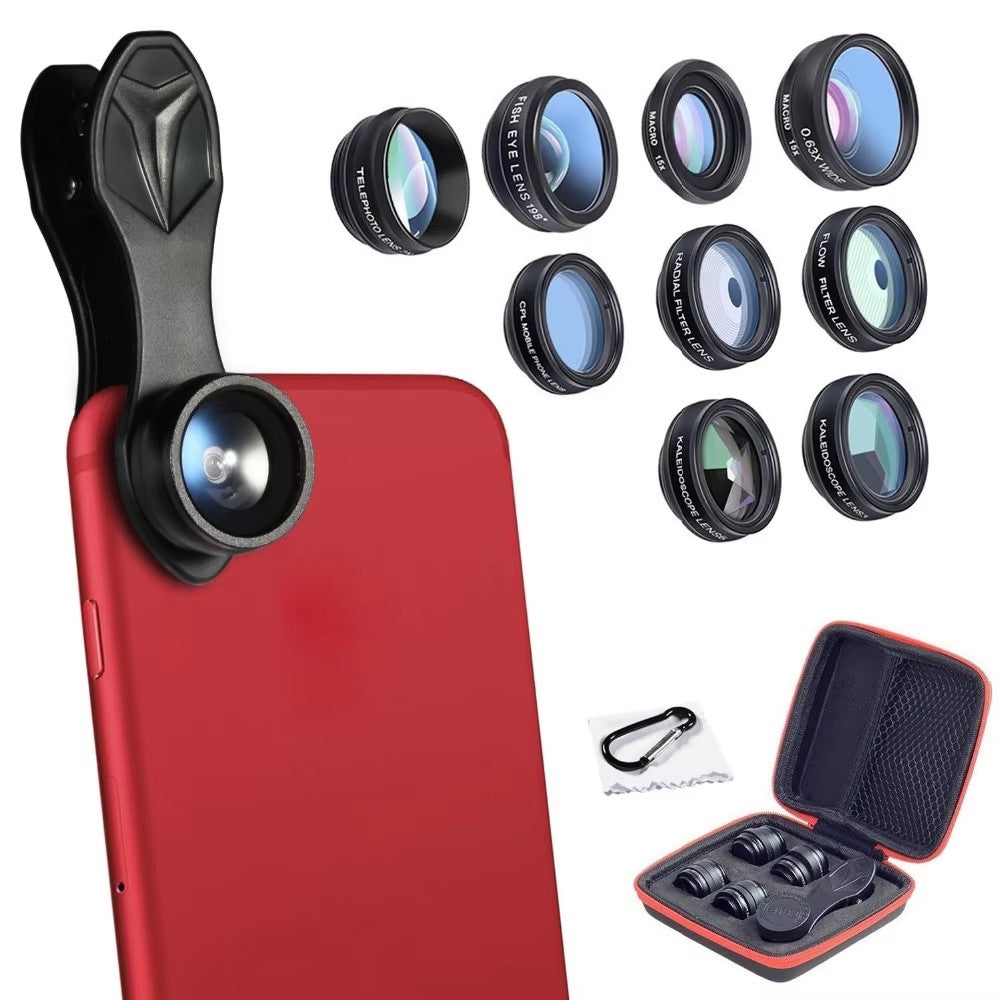電話レンズセット 10 in 1 魚眼広角マクロレンズ CPL フィルター万華鏡 + 2X 望遠鏡レンズスマートフォン用