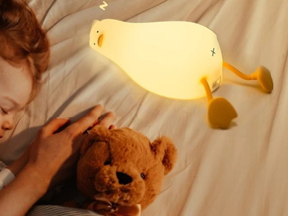 LED ナイトランプ かわいいアヒルランプ、シリコン調光可能、子供 授乳用 充電式 ベッド ランプ タッチランプ