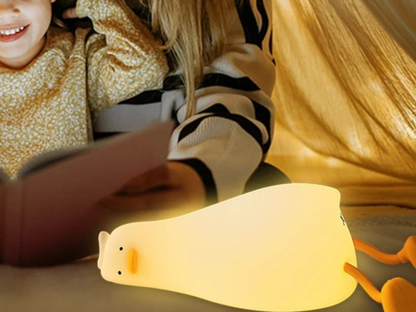 LED ナイトランプ かわいいアヒルランプ、シリコン調光可能、子供 授乳用 充電式 ベッド ランプ タッチランプ