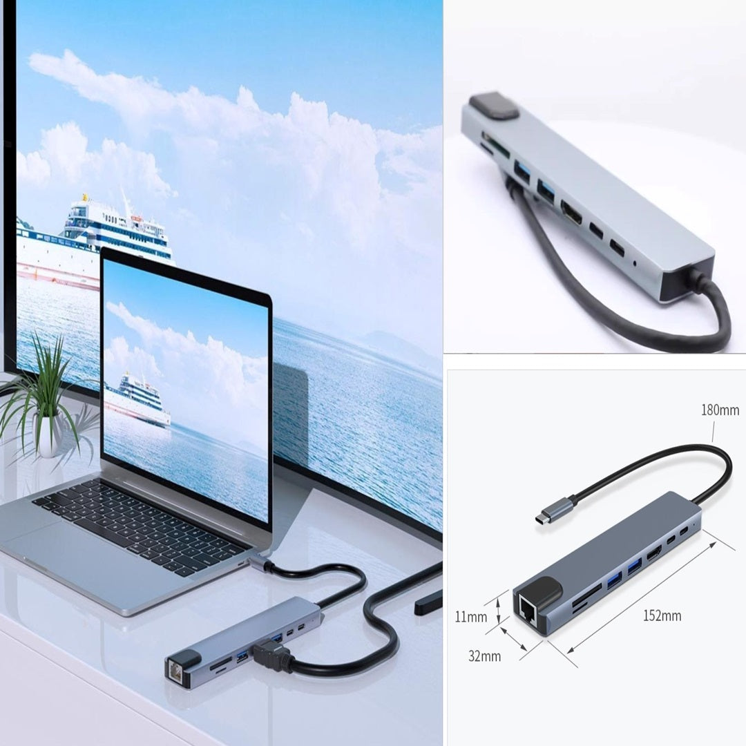 USB CハブUSB 8 in 1タイプc 3 1 ~ 4k hdtvハブアダプターsd tf rj45カードリーダーpd急速充電macbookノートブックコンピュータ用