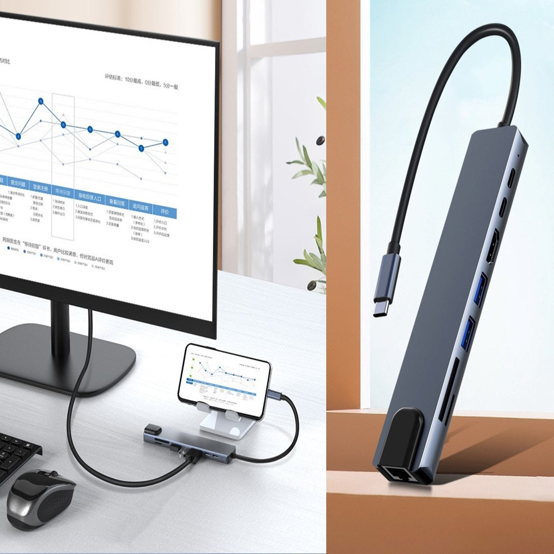 USB CハブUSB 8 in 1タイプc 3 1 ~ 4k hdtvハブアダプターsd tf rj45カードリーダーpd急速充電macbookノートブックコンピュータ用