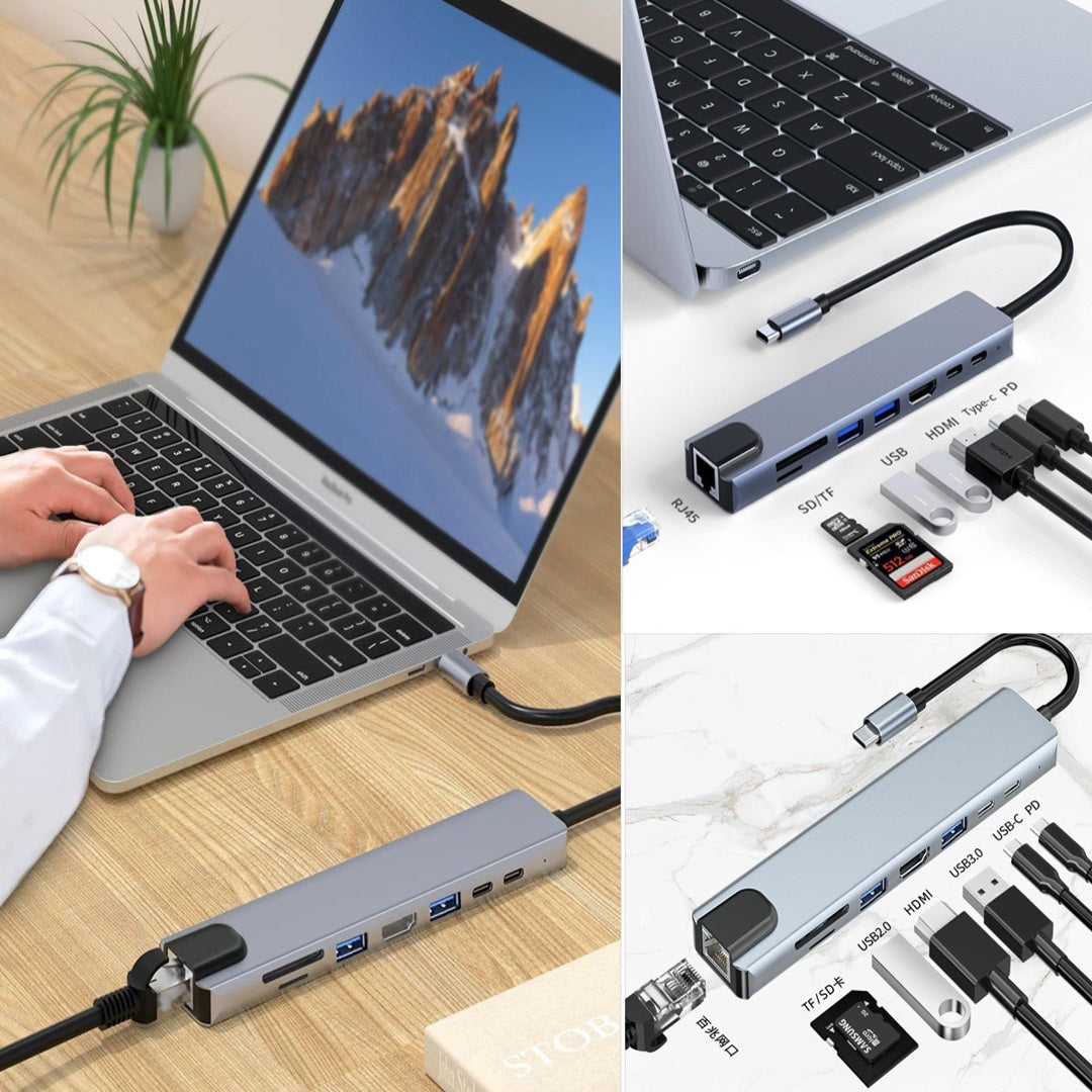 USB CハブUSB 8 in 1タイプc 3 1 ~ 4k hdtvハブアダプターsd rj45カードリーダーpd急速充電macbookノートブックコンピュータ用