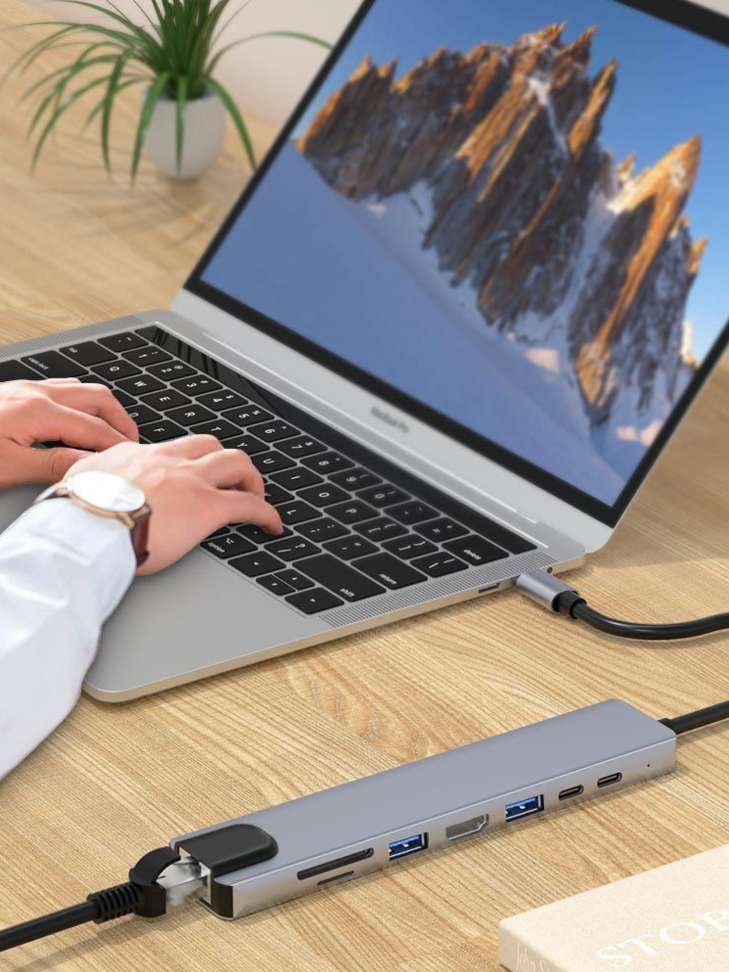 USB CハブUSB 8 in 1タイプc 3 1 ~ 4k hdtvハブアダプターsd tf rj45カードリーダーpd急速充電macbookノートブックコンピュータ用