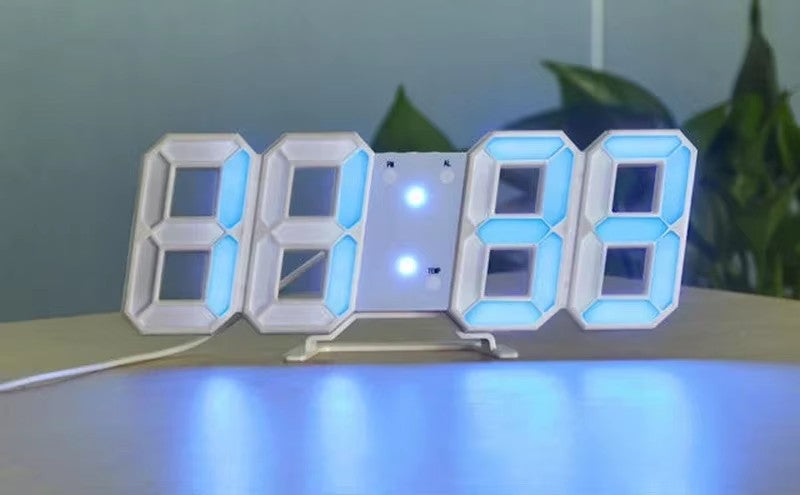 LED ライト 3D 時計 デジタル目覚まし時計 壁時計 日付 温度 家庭用 インテリア 間接照明