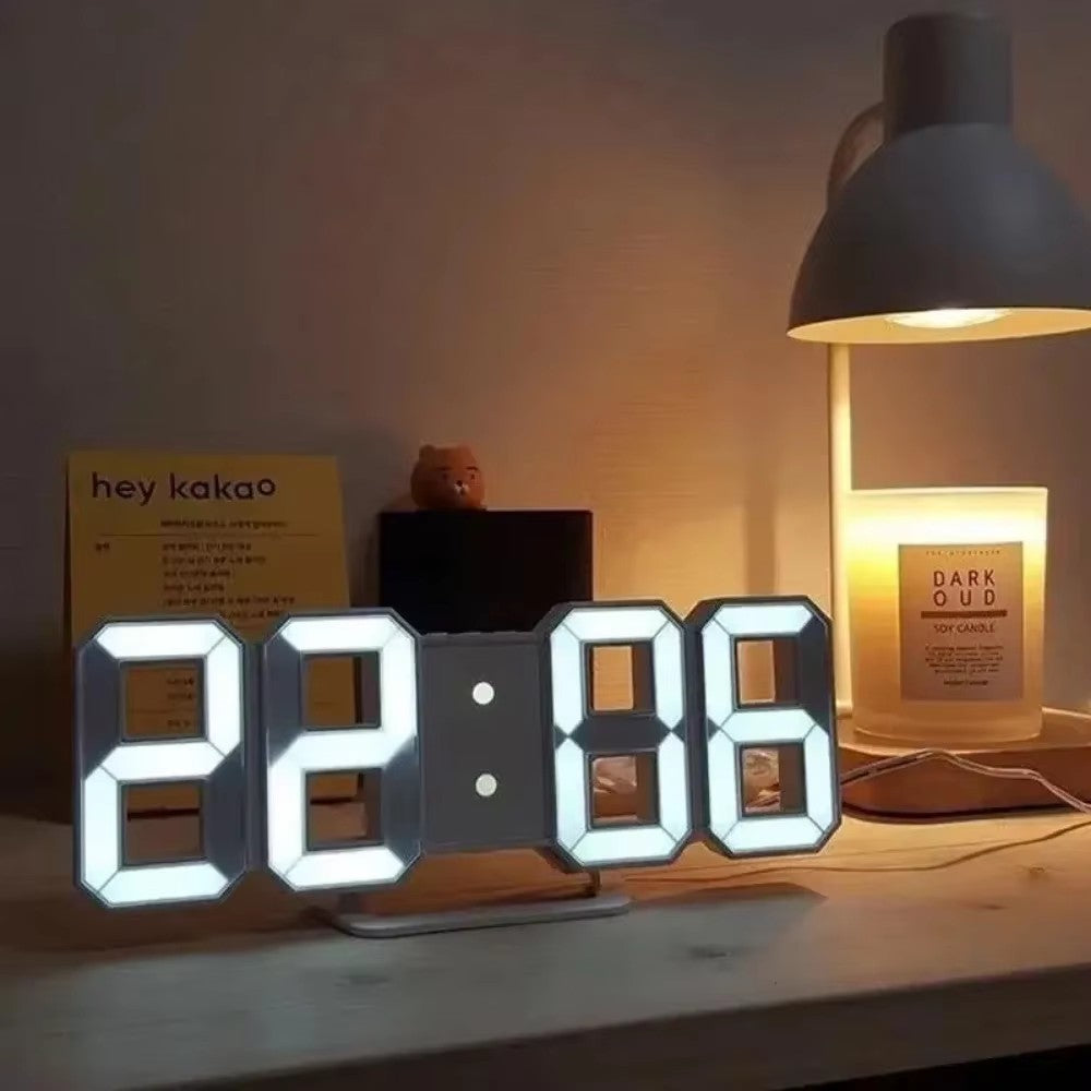3D LED ライト デジタル目覚まし時計 壁時計 時間 日付 温度 家庭用 インテリア