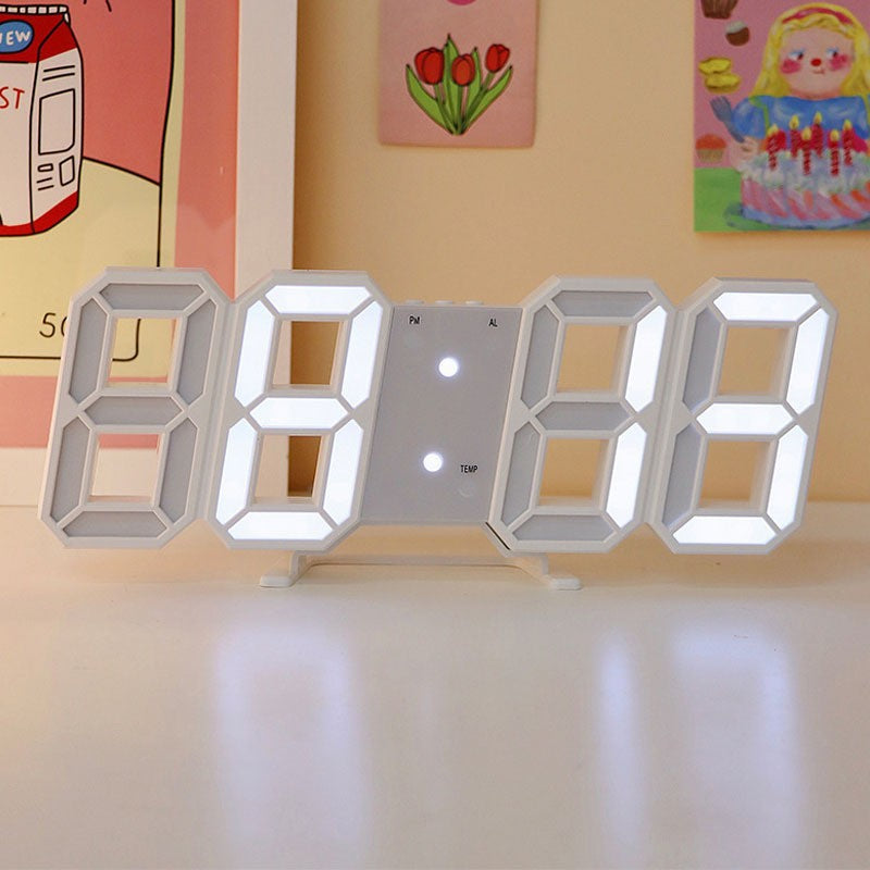 LED ライト 3D 時計 デジタル目覚まし時計 壁時計 日付 温度 家庭用 インテリア 間接照明