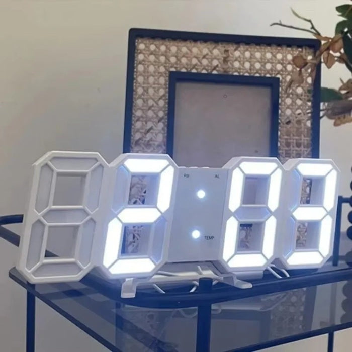 LED ライト 3D 時計 デジタル目覚まし時計 壁時計 日付 温度 家庭用 インテリア 間接照明
