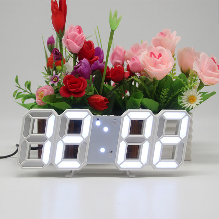 LED ライト 3D 時計 デジタル目覚まし時計 壁時計 日付 温度 家庭用 インテリア 間接照明