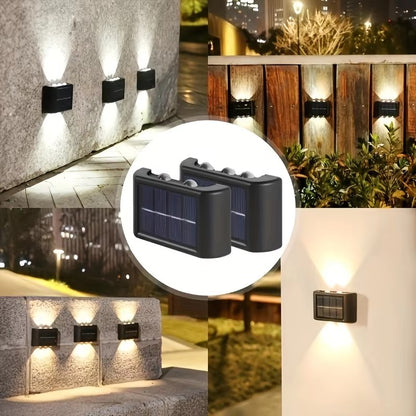 6LEDソーラーライト ２個セット ミニ 手のひらサイズ 屋外ウォールランプ 庭 キャンプ 装飾用 DIY