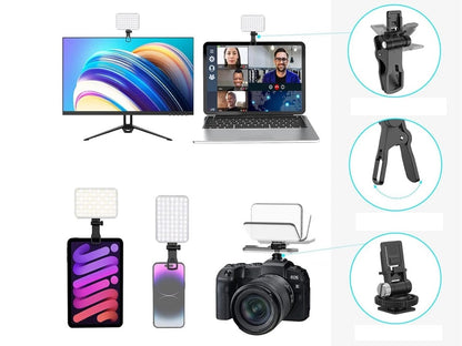 LEDポータブルライト スマホ 自撮りライト クリップライト 写真 カメラ 撮影用 リモートにも　３色