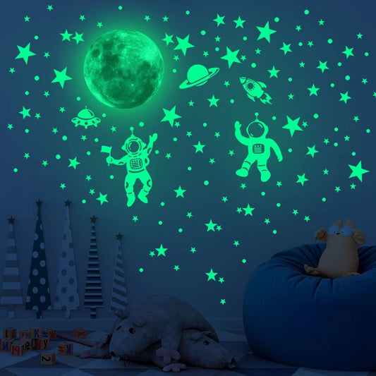 夜に発光 月と星のステッカー 透明な壁のステッカー 家の装飾 夜に輝く 子供部屋  寝室
