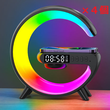 iphone/android対応 QI 充電器 多機能 スピーカー　目覚まし時計　5in1　ライト