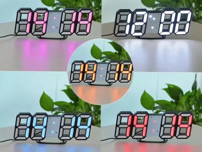 3D LED ライト　デジタル目覚まし時計　壁時計　時間　日付　温度　家庭用 ホーム　インテリア 数字時計