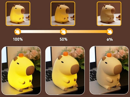 LED ナイトランプ かわいいランプ、シリコン調光可能、子供 授乳用 充電式 ベッド ランプ タッチランプ　アヒル　ひよこ　カピバラ