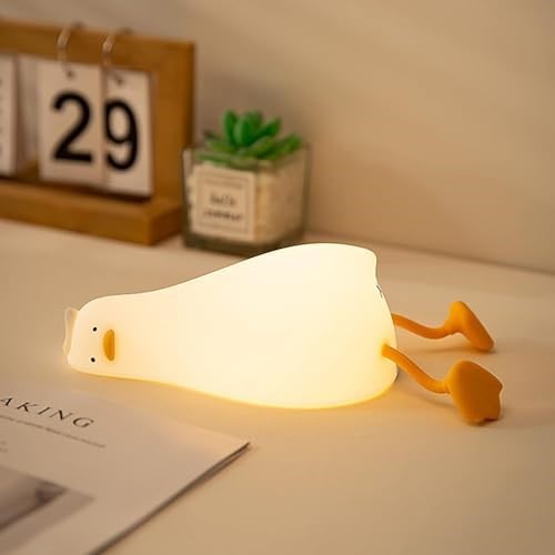 LED ナイトランプ かわいいアヒルランプ、シリコン調光可能、子供 授乳用 充電式 ベッド ランプ タッチランプ