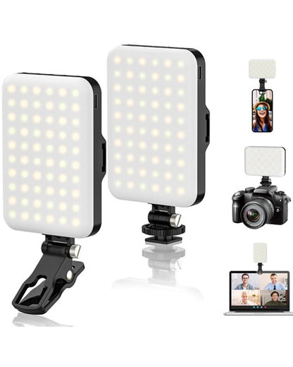 LEDポータブルライト スマホ 自撮りライト クリップライト 写真 カメラ 撮影用 リモートにも　３色