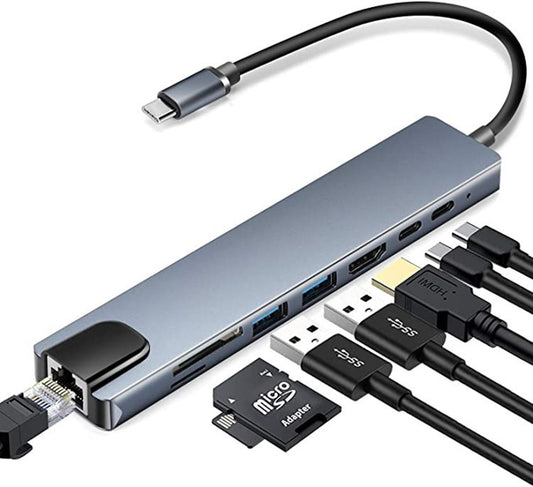 USB CハブUSB 8 in 1タイプc 3 1 ~ 4k hdtvハブアダプターsd tf rj45カードリーダーpd急速充電macbookノートブックコンピュータ用